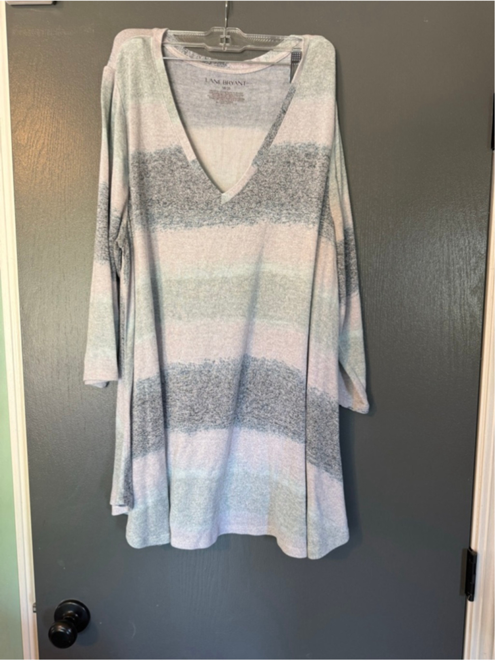 Women's Lane Bryant Plus Size 18/20 Striped Tunic Top in Gray and Pink